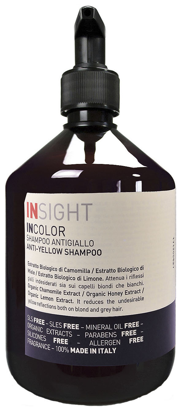 Шампунь для нейтрализации желтого оттенка волос Insight Incolor AntiYellow Shampoo 400 мл insight активатор протеиновый 3% incolor 900 мл