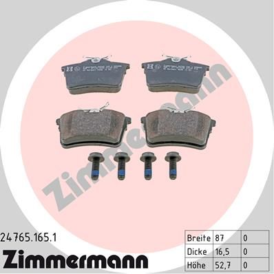 

Комплект тормозных колодок, дисковый тормоз ZIMMERMANN 24765.165.1