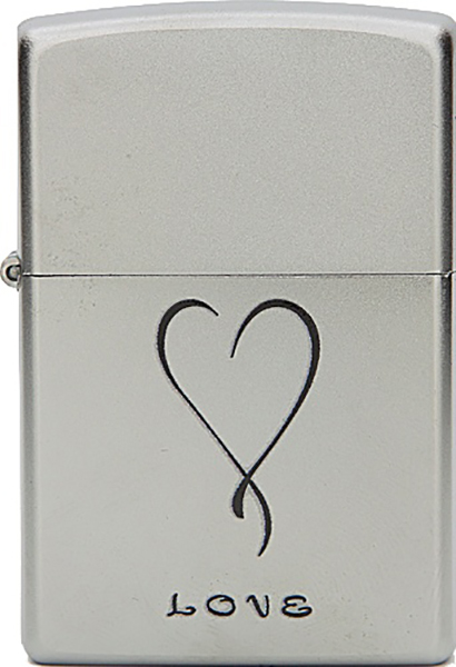 

Бензиновая зажигалка Zippo №205 Love Satin Chrome, Серебристый, №205 Love