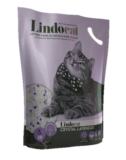 фото Впитывающий наполнитель для кошек lindocat crystal силикагелевый, лаванда, 2.2 кг, 5 л