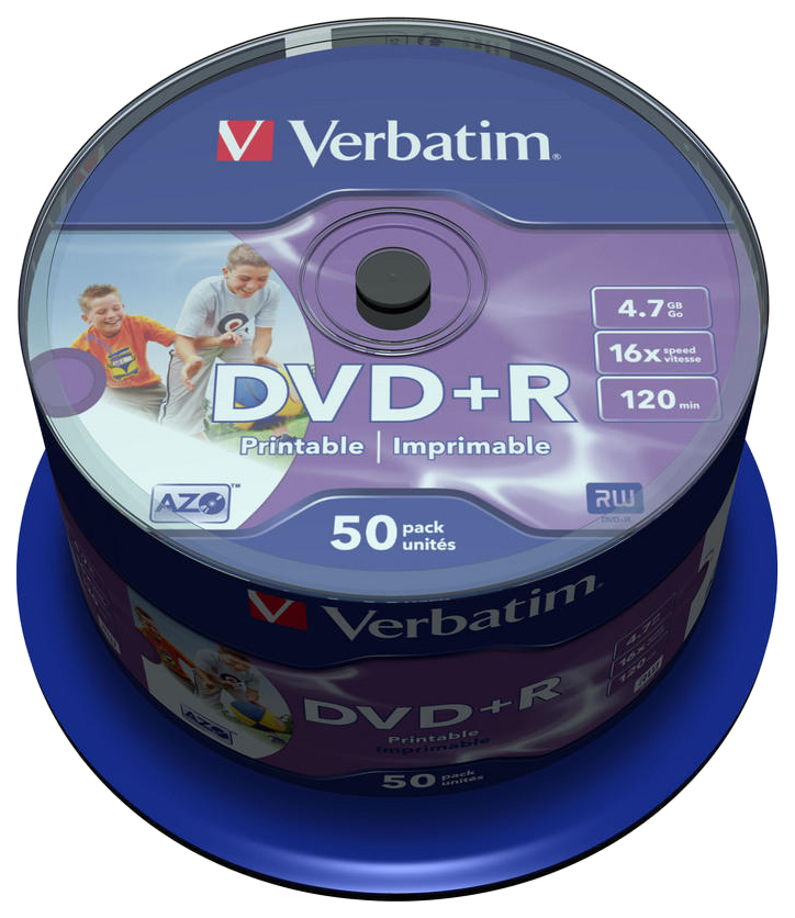 фото Диск dvd+r verbatim 16x 4.7gb cakebox 50шт