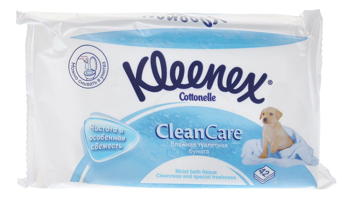 Туалетная бумага Kleenex CleanCare влажная листовая (сменный блок) 42 шт.