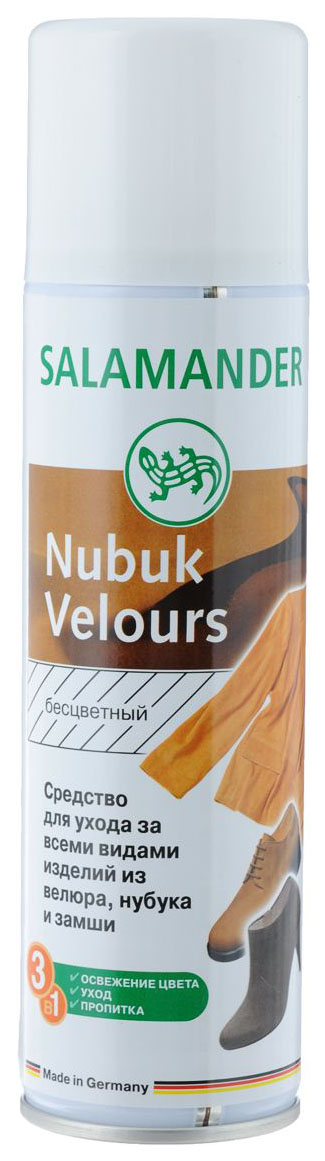 

Аэрозоль для обуви Salamander nubuk velours бесцветный, nubuk Velours Аэрозоль