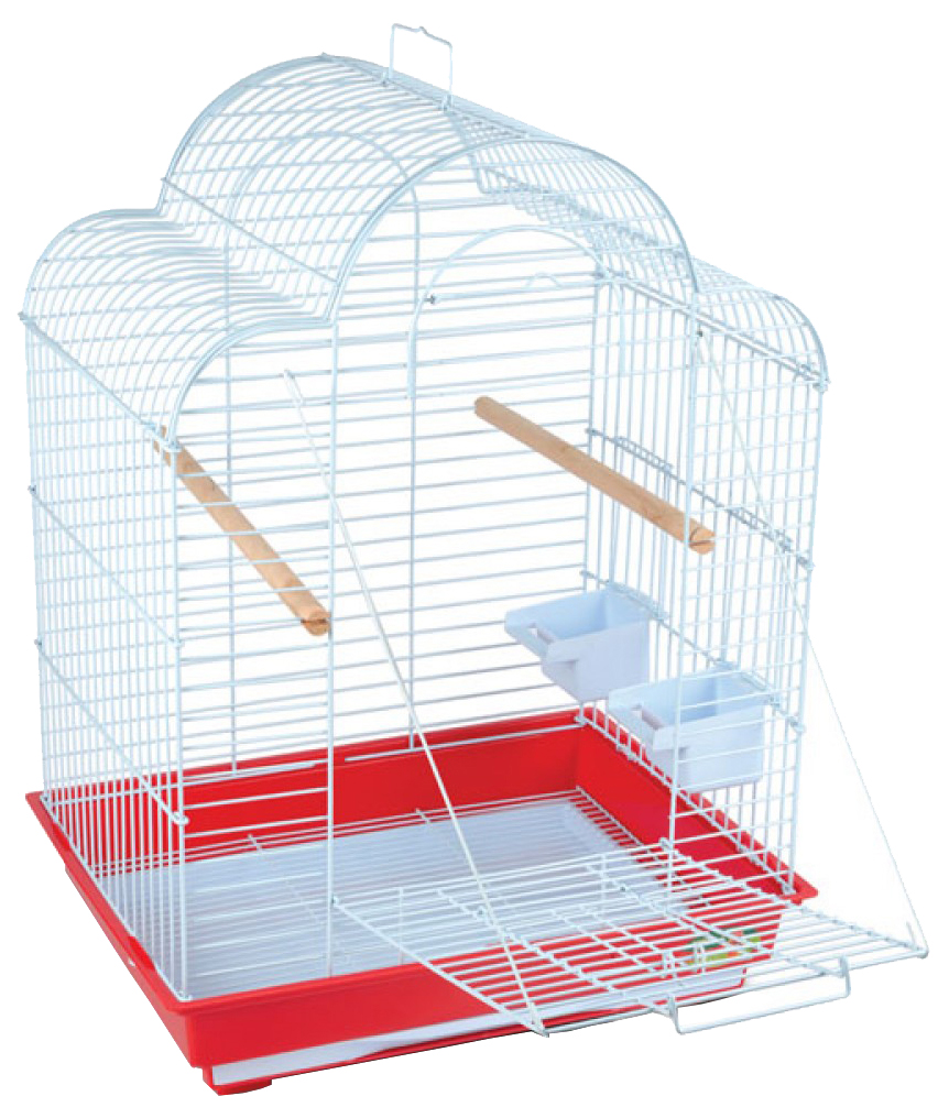 

Клетка для птиц Triol 52x41x70 50691035, 800-1 52x41x70 см Бело-красная 2 кормушки