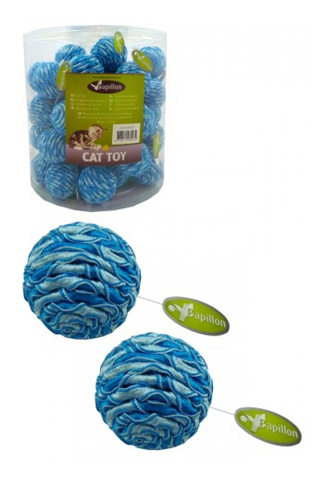 фото Мячик с погремушкой для кошек papillon текстиль, голубой, 7 см