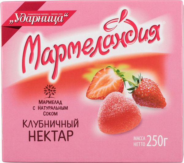 Мармелад  Мармеландия с натуральным соком клубничный нектар 250 г