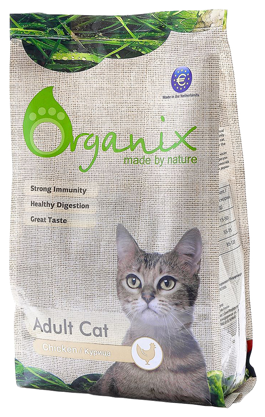 фото Сухой корм для кошек organix adult cat, курица, 7,5кг