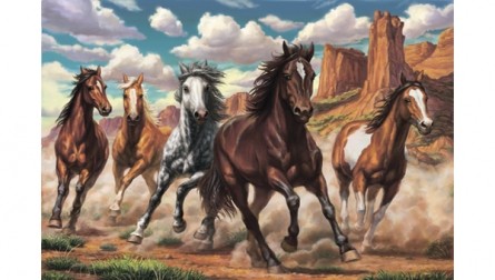 

Холст с красками "Рисование по номерам. Дикие лошади", 40x50 см, Дикие лошади