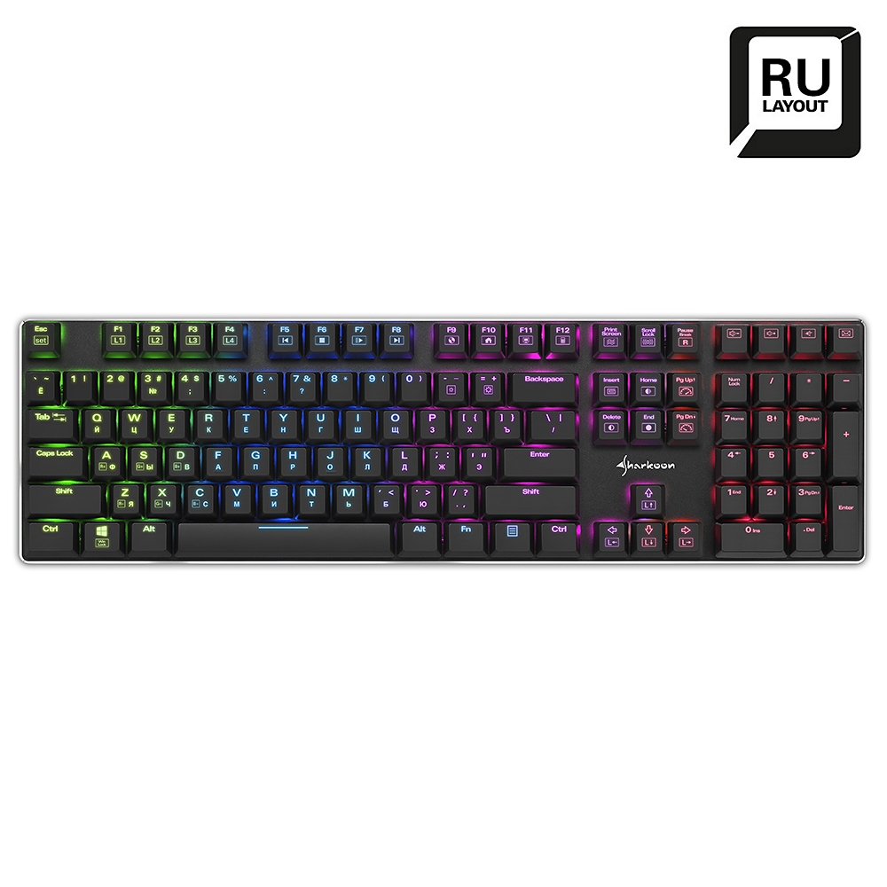 Проводная игровая клавиатура Sharkoon PureWriter RGB Black