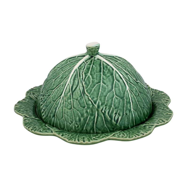 фото Блюдо для сыра с крышкой bordallo pinheiro cabbage natural 35x35x3 см