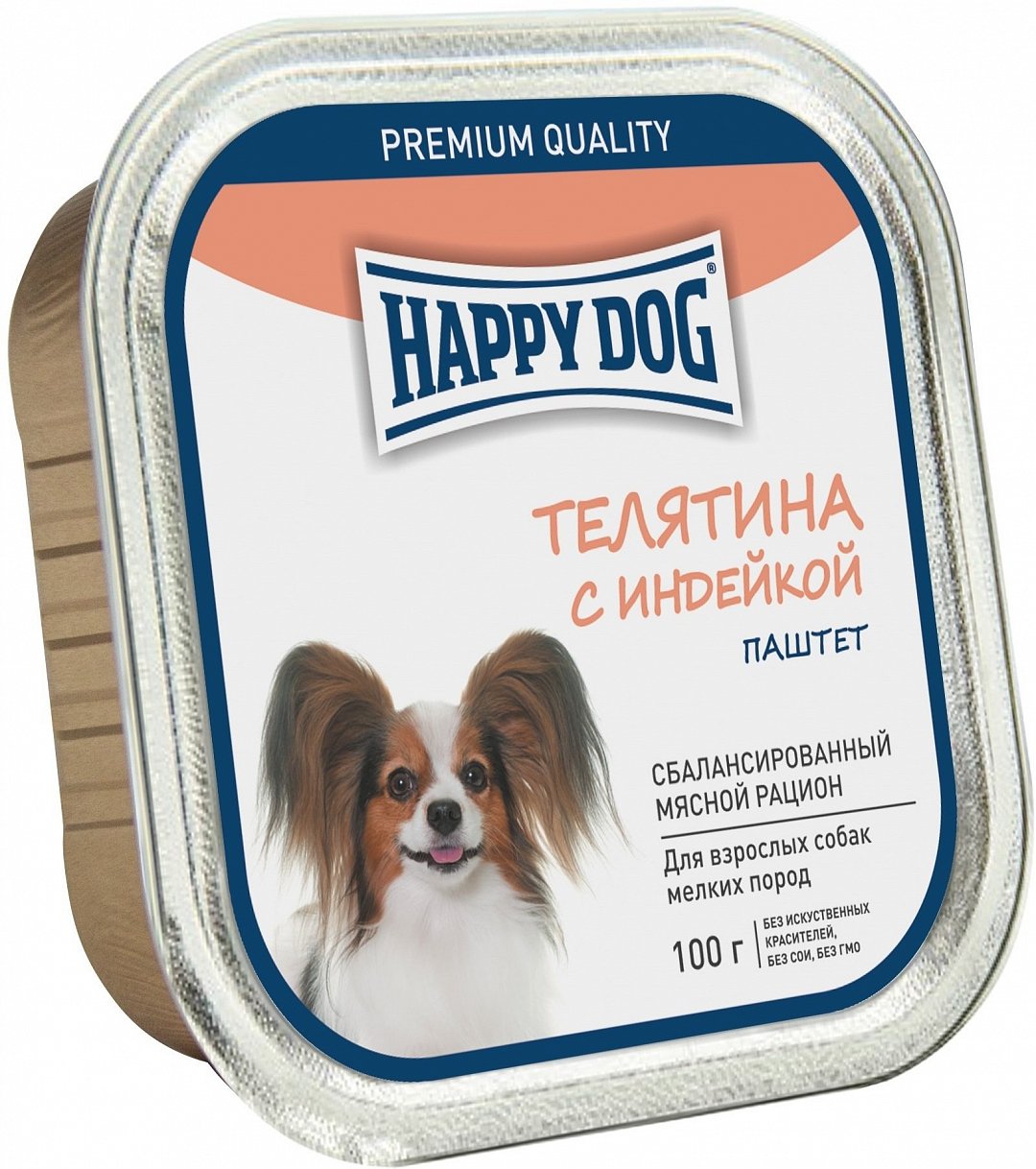 фото Консервы для собак happy dog, для мелких пород, паштет, телятина с индейкой, 100г