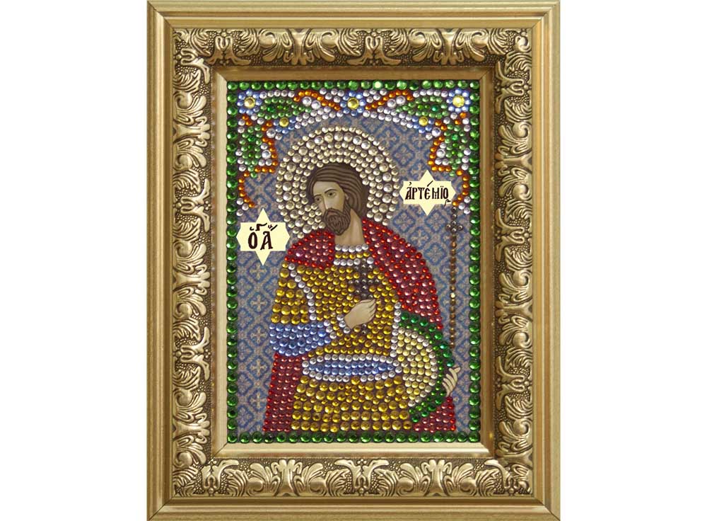 Алмазная вышивка Преобрана Святой Великомученик Артемий, 10,5x14,8 см