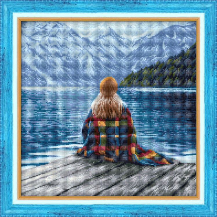 

Алмазная вышивка Алмазная Живопись Девушка у озера, 40x40 см, Девушка у озера