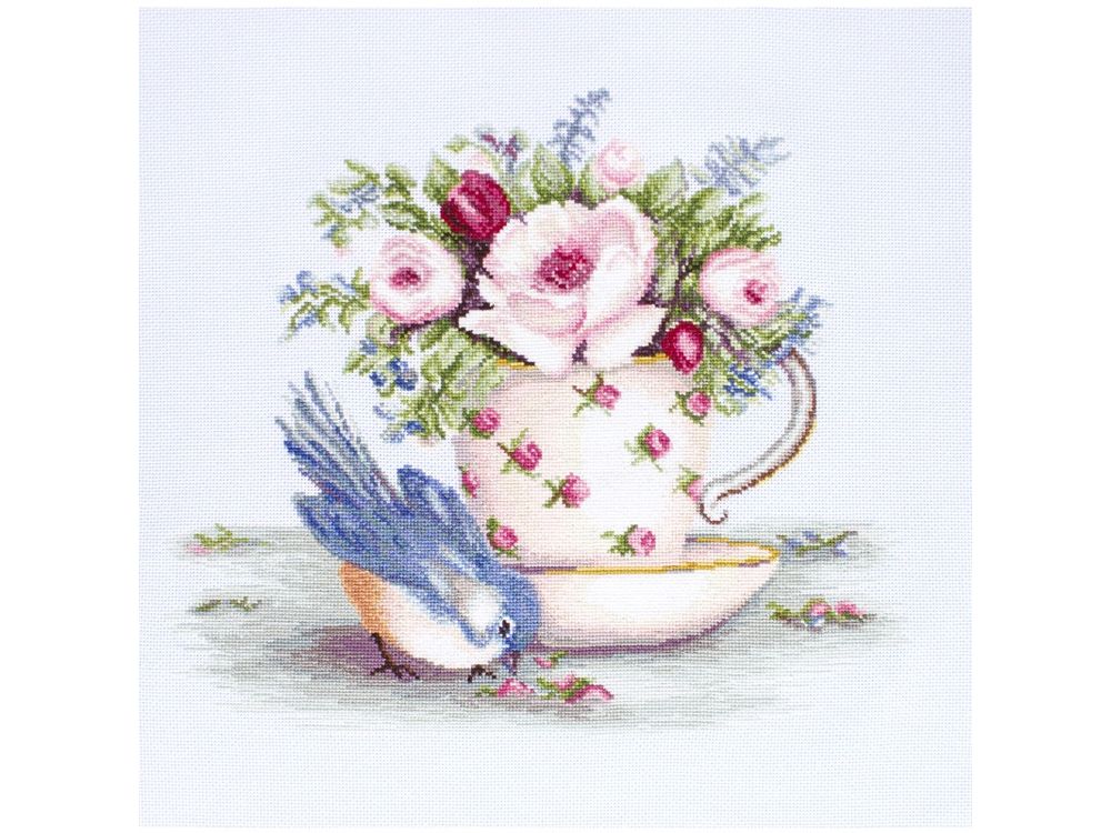 фото Набор для вышивания luca-s птичка и чашка чая