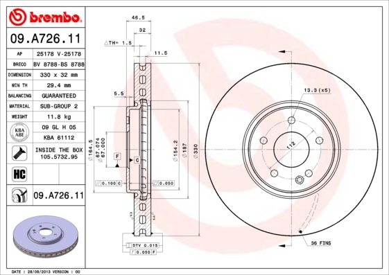 фото Тормозной диск brembo 09a72611