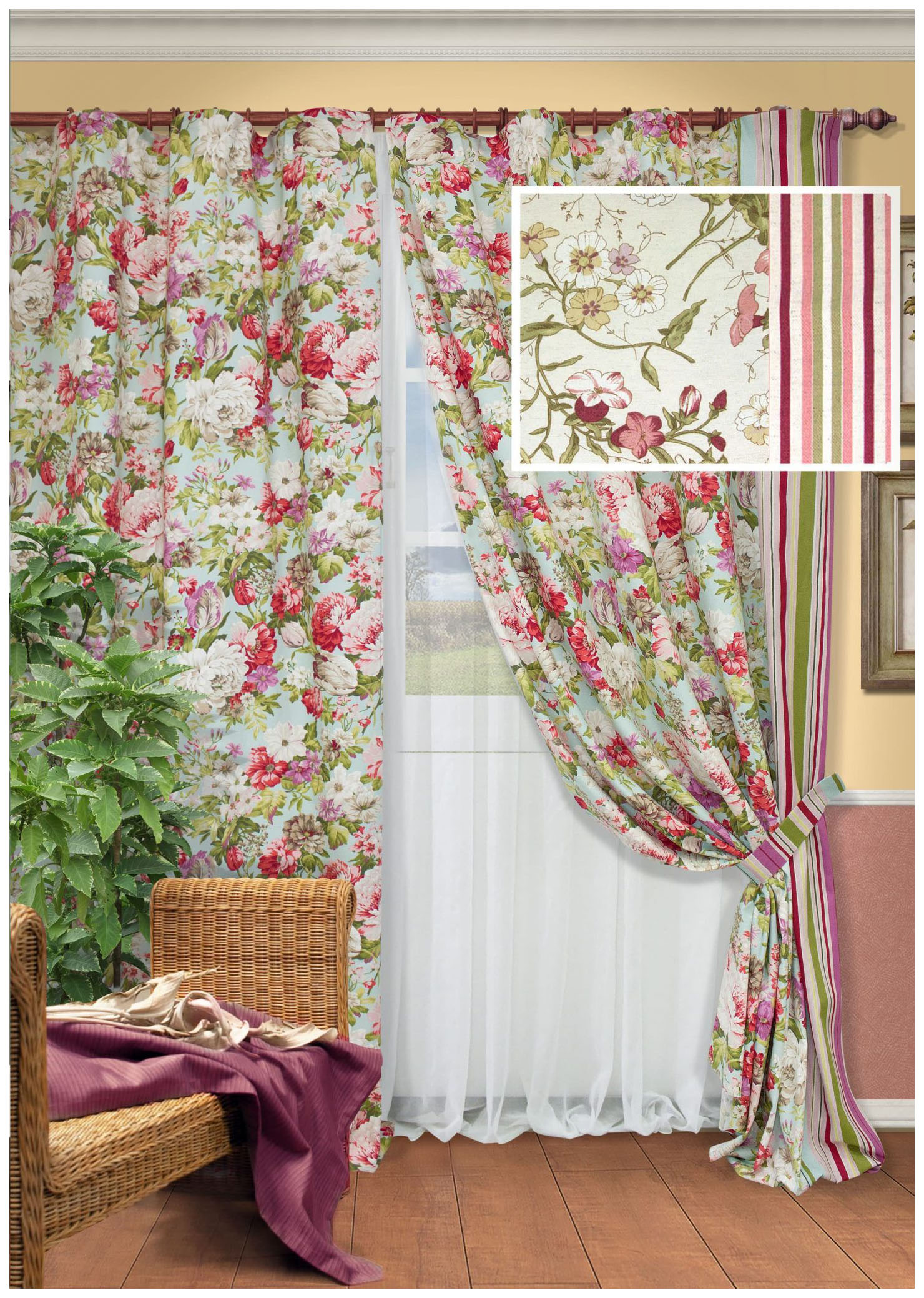 

Штора классическая; тюль Kauffort 123321767 167x270; 450x270 см розовая, Paradise-S