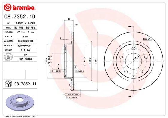 

Тормозной диск brembo 08.7352.11