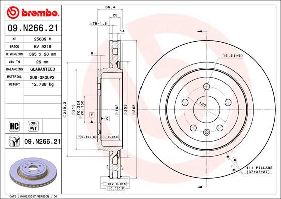 фото Тормозной диск brembo 09.n266.21