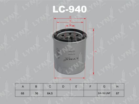 фото Фильтр масляный lynxauto lc-940