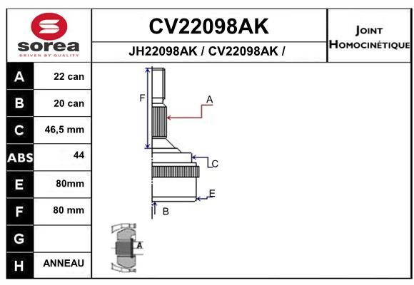 

Шрус EAI CV22098AK