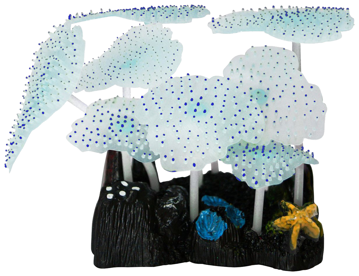 Морской гриб светящийся для аквариума JELLY-FISH, голубой, 9,8х7,5х11см