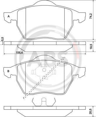 

Тормозные колодки дисковые ABS 36898