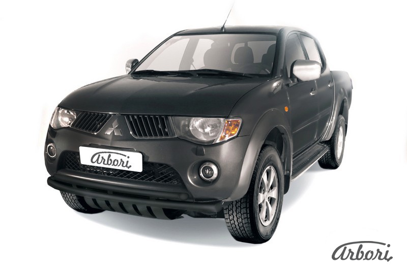 фото Защита переднего бампера arbori для mitsubishi l200 2006-2015, d57+d57, черная