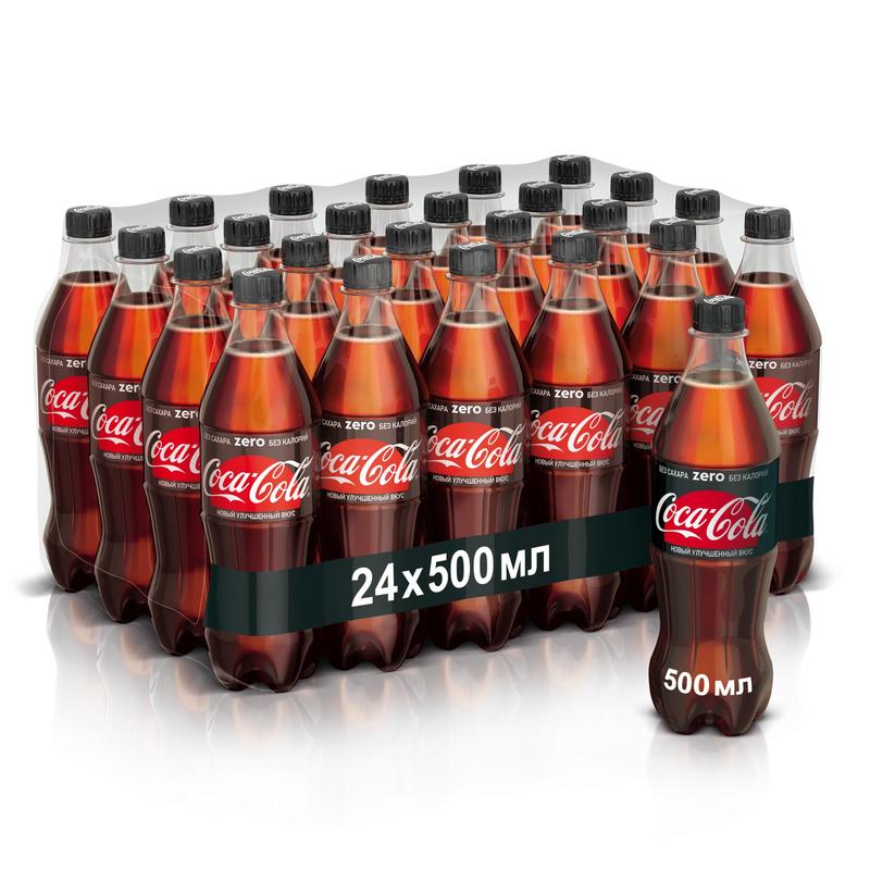 фото Напиток coca-cola zero сильногазированный низкокалорийный 0.5 л упаковка 24 штуки пластик