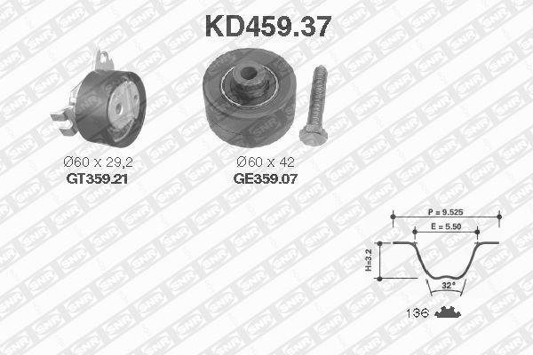 фото Комплект ремня грм snr kd459.37 ntn-snr