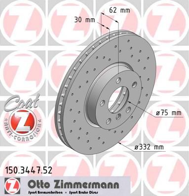 фото Тормозной диск zimmermann 150.3447.52