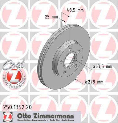 фото Тормозной диск zimmermann 250.1352.20