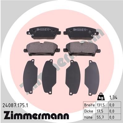 фото Комплект тормозных колодок, дисковый тормоз zimmermann 24087.175.1
