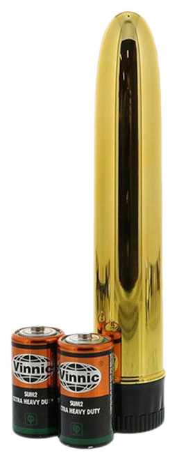 Золотистый классический вибратор с гладкой поверхностью SLIM-LINE VIBRATOR GOLD 17 см