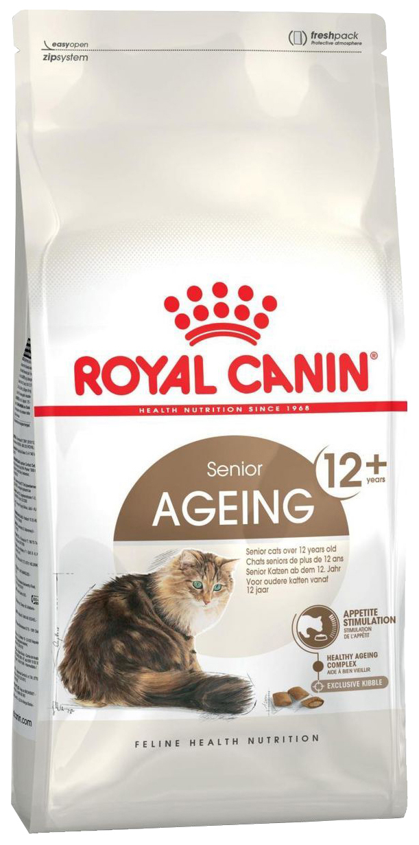 фото Сухой корм для кошек royal canin senior ageing 12+, для пожилых, мясо, 4кг