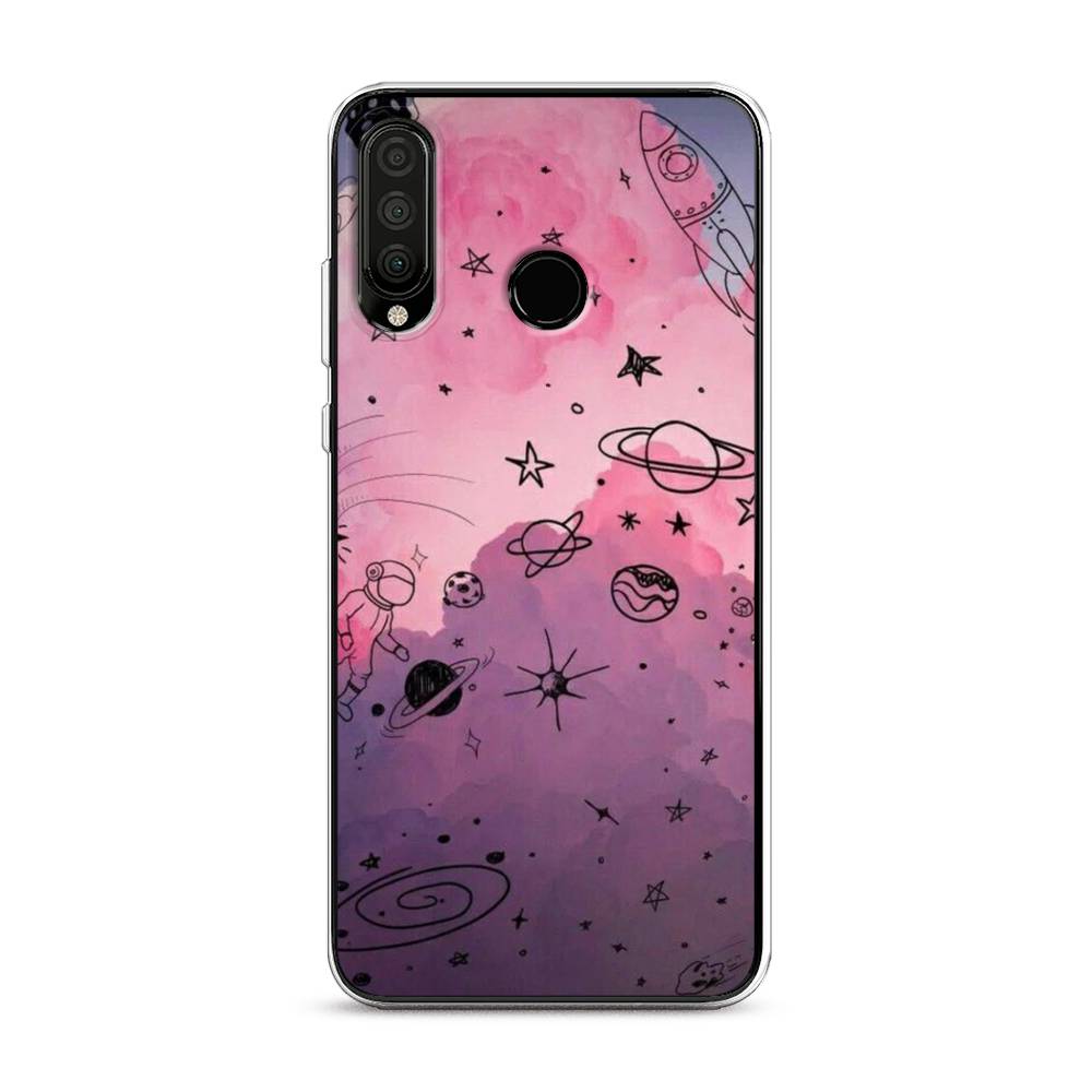 

Чехол Awog на Honor 20 Lite 2020 "Радуга планет 3", Черный;розовый, 611250-4
