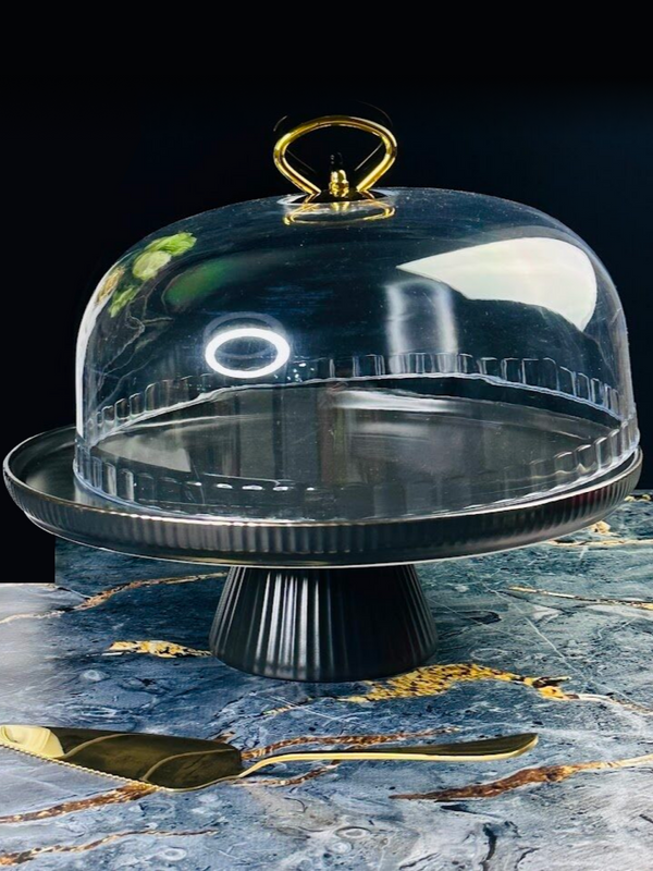 

Тортовница с крышкой и лопаткой на ножке Lenardi Эллада фарфор 28см 133-278, Черный