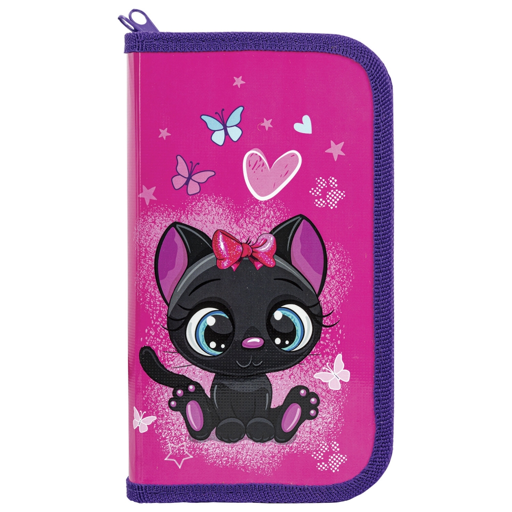 

Пенал Пифагор 2 отделения ламинированный картон 19х11 см Black kitten 270881, 270881
