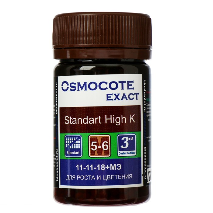 

Osmocote Exact Standard High K 5-6 месяцев 11-11-18 + 1, 5 MgO+МЭ, гранулы 50 мл, Exact Standard High K 5-6 месяцев 11-11-18 + 1, 5 MgO+МЭ, гранулы 50 мл