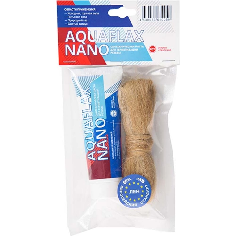 

Уплотнительная паста 80 грамм, тюбик+лен ЕВРО 20 грамм Aguaflax nano 04054, Белый
