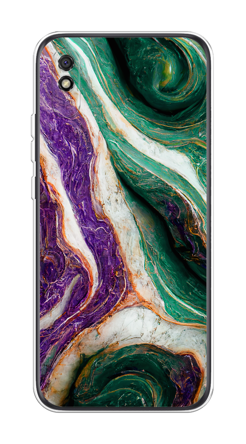 

Чехол на Xiaomi Redmi 9A "Фиолетово-зеленый мрамор", Зеленый;фиолетовый, 38950-1