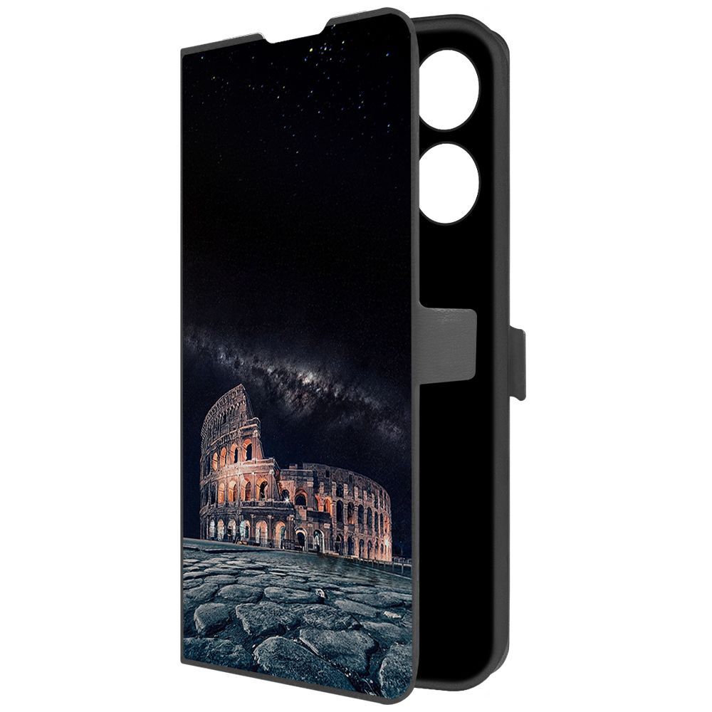 

Чехол-книжка Krutoff Eco Book для TECNO Spark 10 Pro Италия, Колизей (черный)