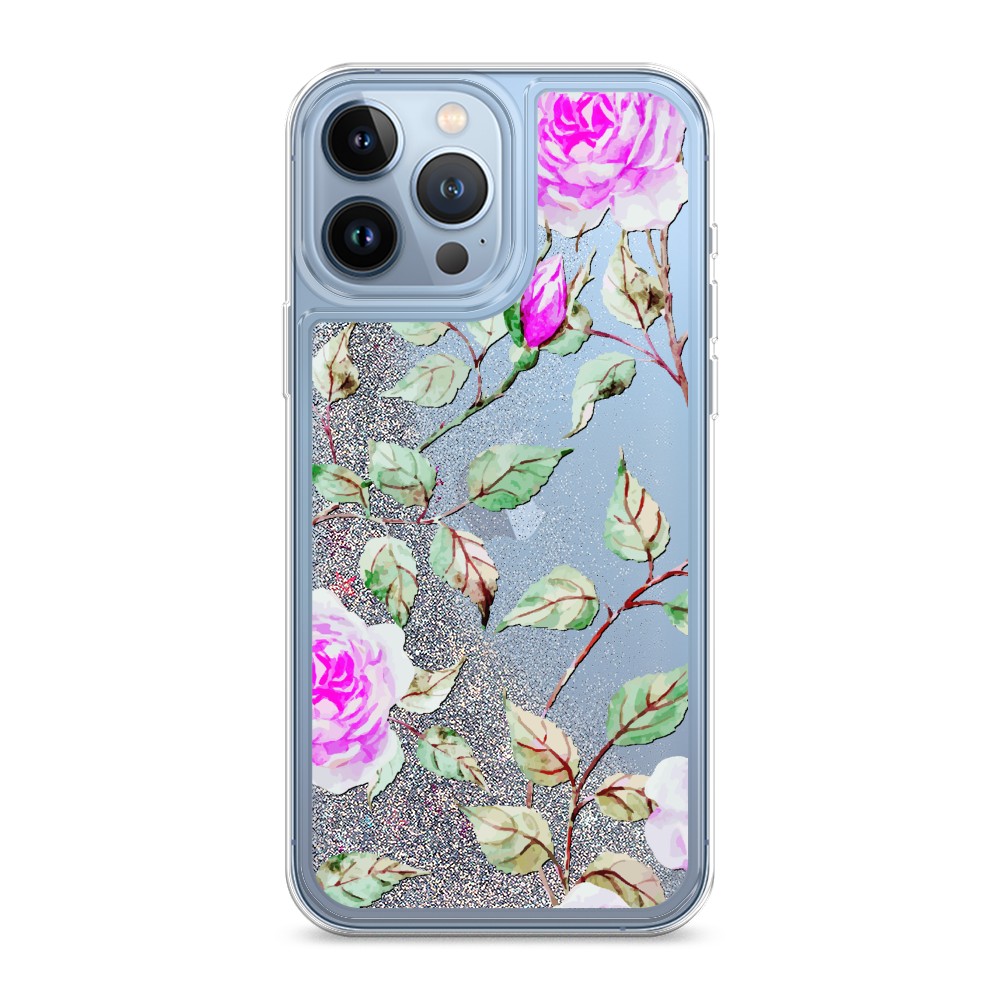 фото Жидкий чехол с блестками "цветочная фантазия 7" на apple iphone 13 pro max awog