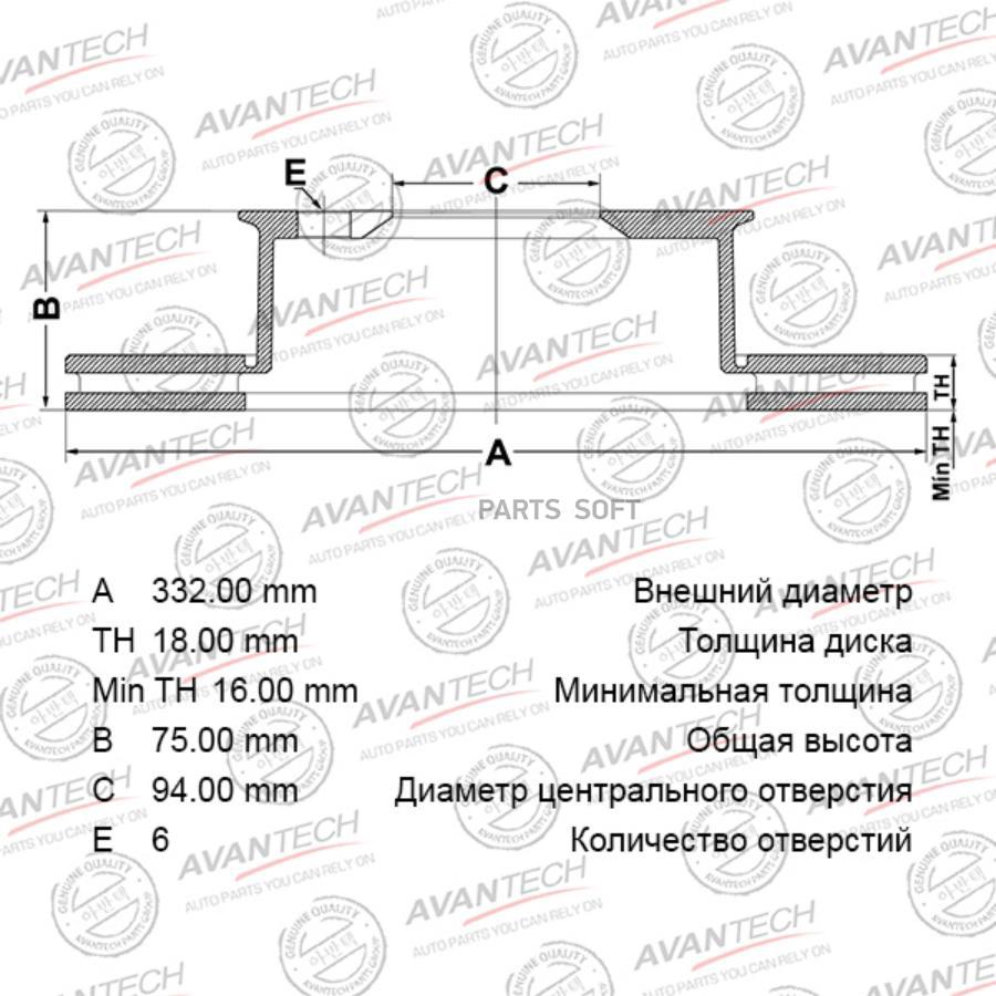 

AVANTECH BR0529S Диск тормозной 1шт