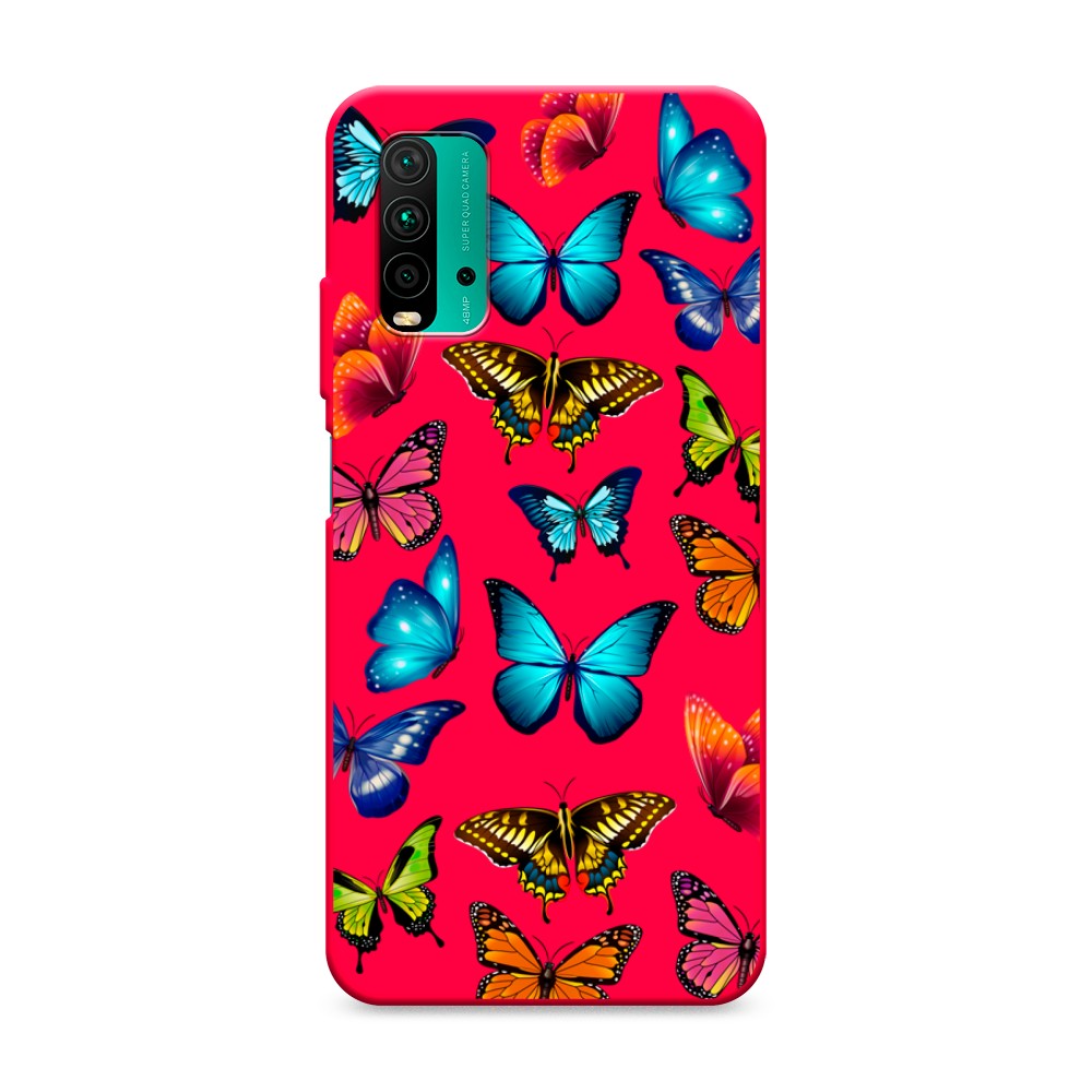 

Матовый силиконовый чехол "Разные бабочки" на Xiaomi Redmi 9T, Разные бабочки