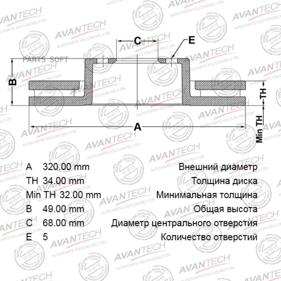 

AVANTECH BR0241S Диск тормозной 1шт