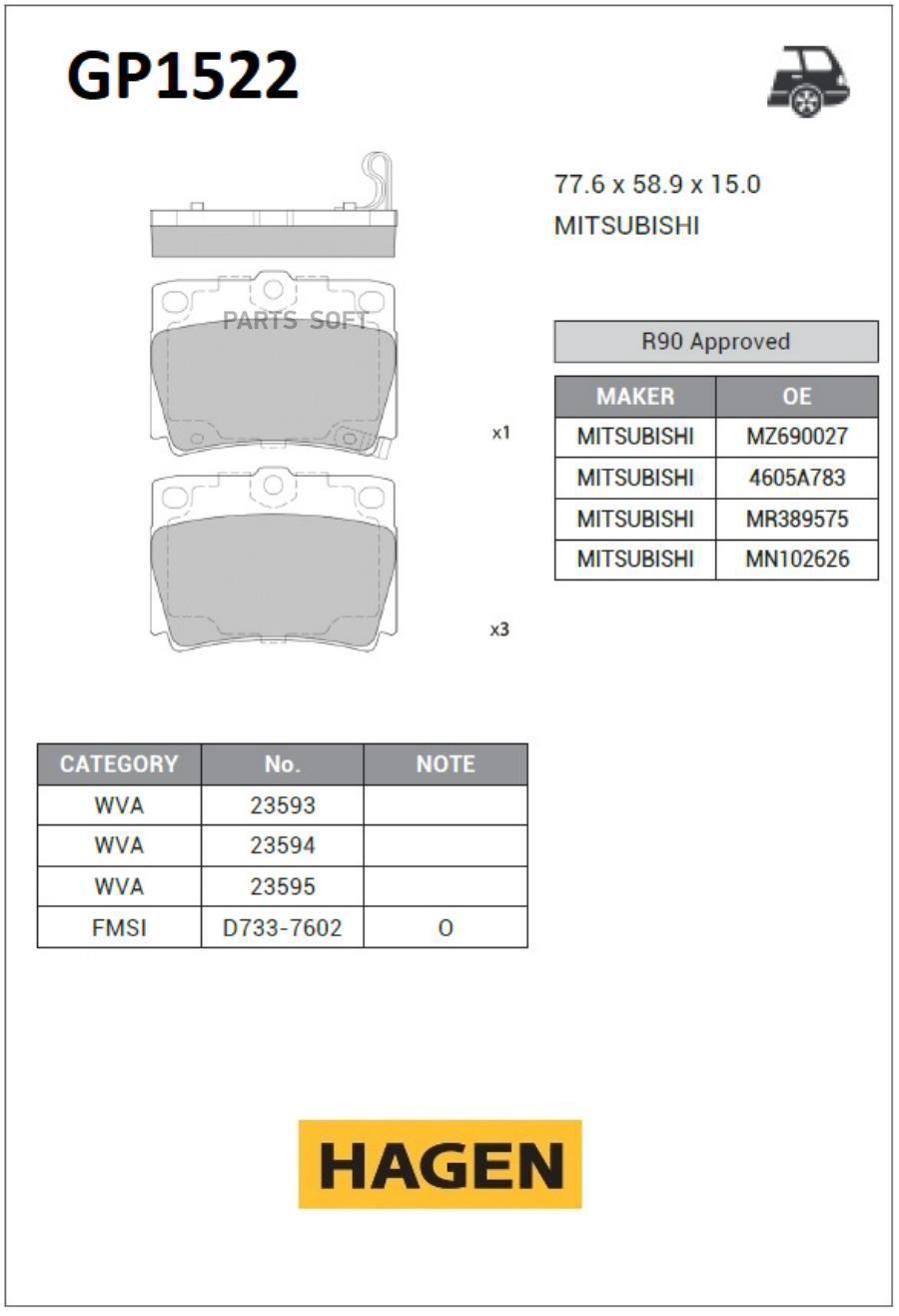 

Тормозные колодки Sangsin brake задние GP1522, GP1522