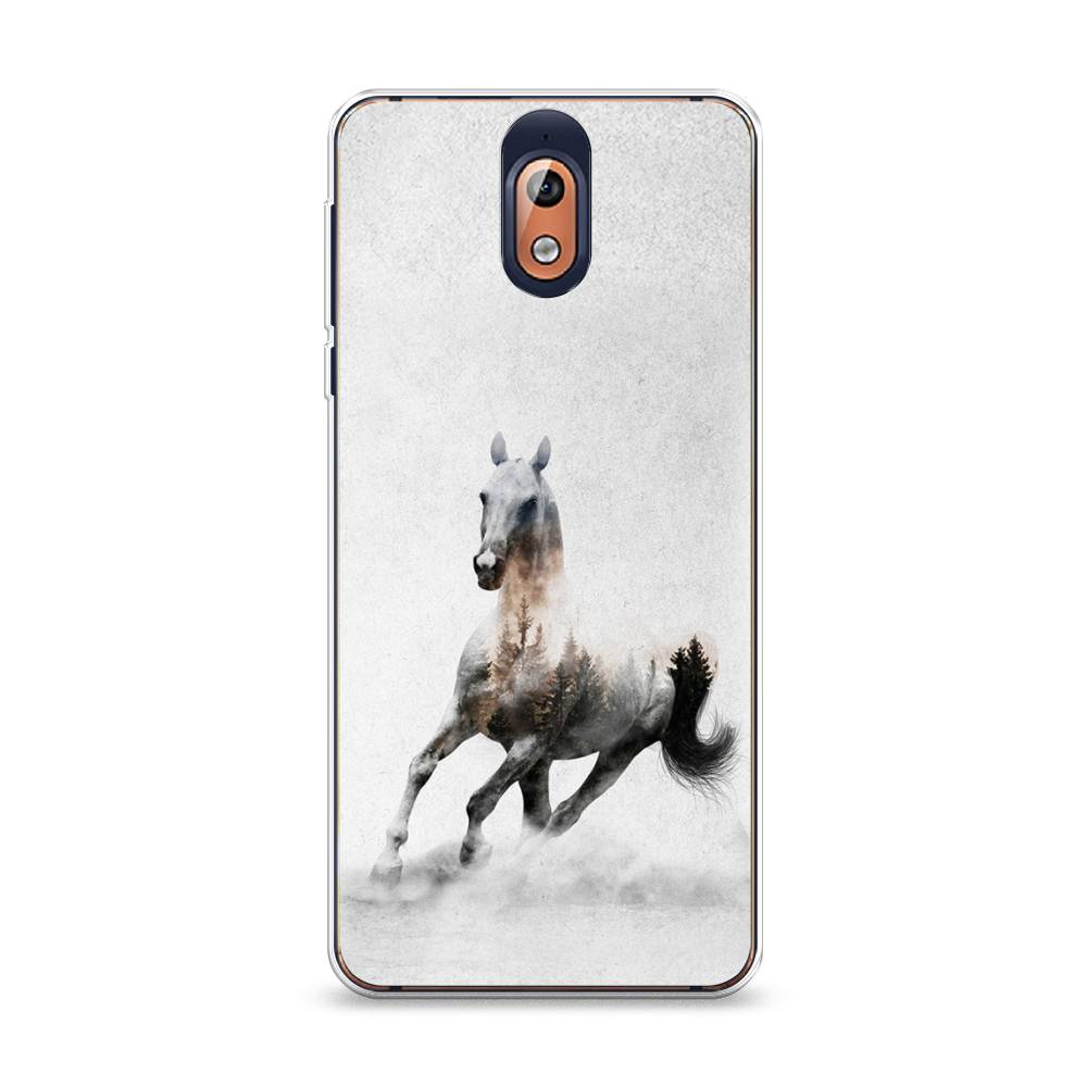 

Чехол Awog на Nokia 3.1 / Нокиа 3.1 "Лошадь лес", Серый;черный, 121650-2