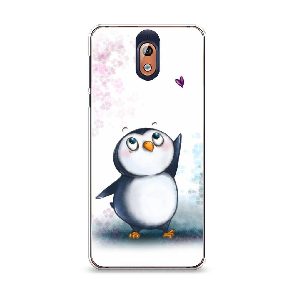 

Чехол Awog на Nokia 3.1 / Нокиа 3.1 "Пингвин и сердечко", Белый, 121650-1