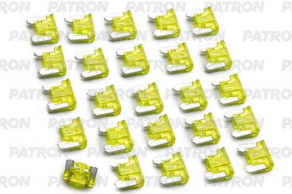 Предохранитель пласткоробка 25шт LOW PROFILE MINI Fuse 20A желтый PATRON PFS088 500₽