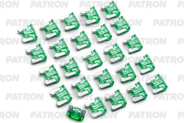 Предохранитель пласткоробка 25шт LOW PROFILE MINI Fuse 30A зеленый PATRON PFS090 500₽